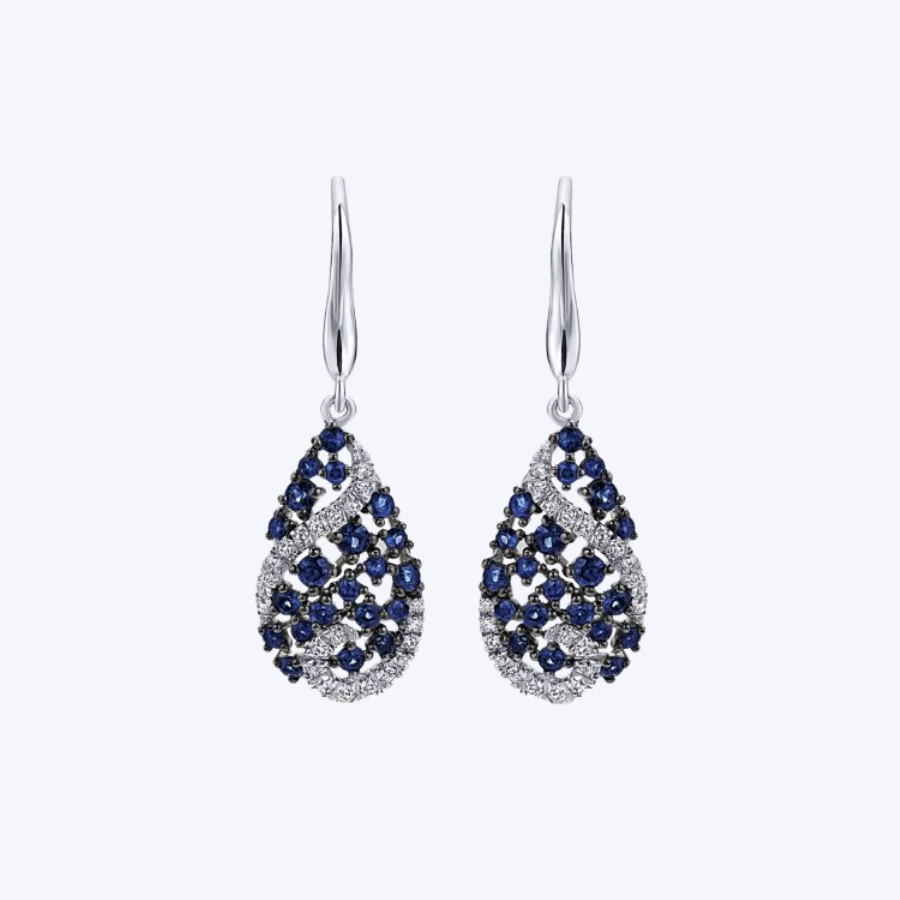 Blue sapphire teardrop on sale earrings