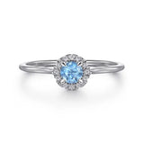 Diamond Halo Birthstone Ring