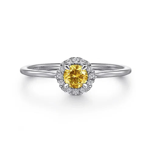 Diamond Halo Birthstone Ring