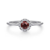 Diamond Halo Birthstone Ring