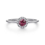 Diamond Halo Birthstone Ring