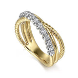 Diamond and Rope Criss Cross Ring