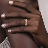 Diamond and Rope Criss Cross Ring