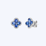 Bluebell Blue Sapphire and Diamond Flower Earrings