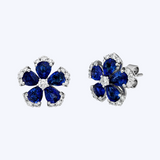 Paran Blue Sapphire Flower Earrings