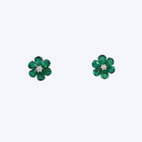 Jardin Emerald and Diamond Flower Earrings