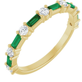 Sofia Emerald and Diamond Alternating Ring