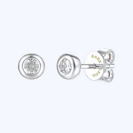 Bezel Set White Sapphire Stud Earrings