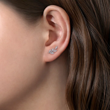 Erica Diamond Leaf Stud Earrings