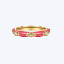 Load image into Gallery viewer, Enamel - 14K Yellow Gold Diamond Stackable Ring

