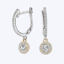 Load image into Gallery viewer, Elizia Two-Tone Dangle Diamond Earrings
