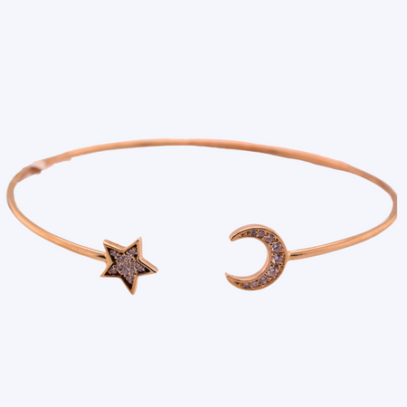 Moon and Star Diamond Bangle