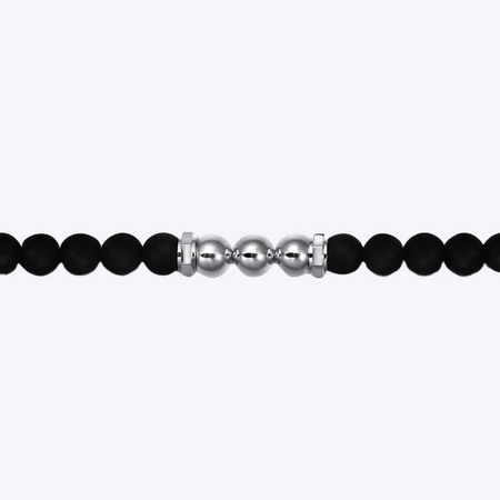 Ryan Matte Onyx and Silver Beaded Bracelet