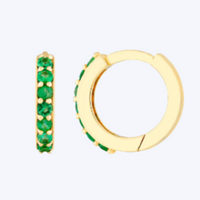 Load image into Gallery viewer, Emerald Row Huggie Earrings
