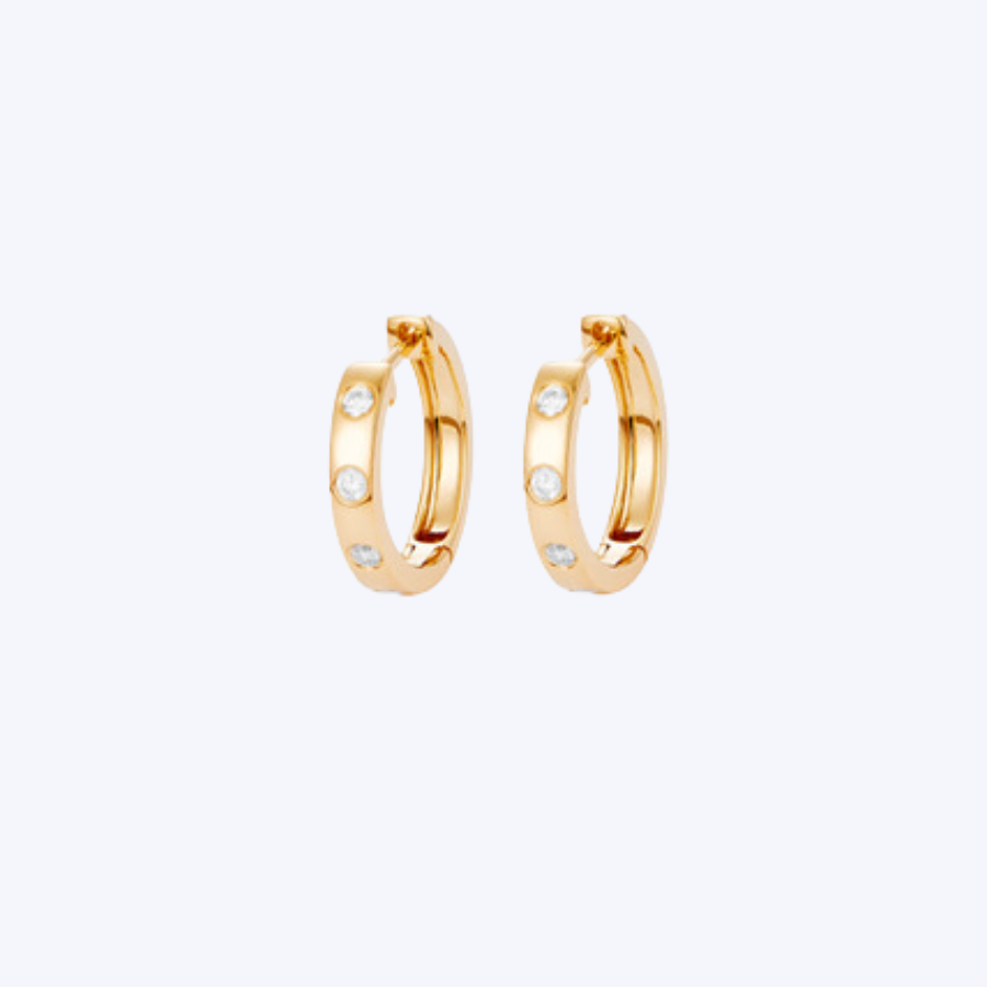 Lily 14K Yellow Gold Diamond Hoops