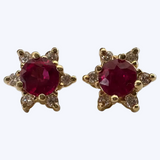 Vintage Ruby and Diamond Star Earrings