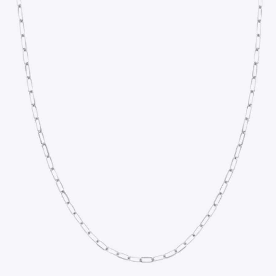 Thin White Gold Paperclip Necklace