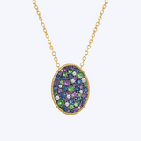 Multi-Gemstone Oval Pendant Necklace