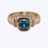 Blue Zircon and Diamond Ring