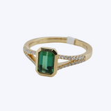 Green Tourmaline and Diamond Ring