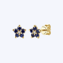 Load image into Gallery viewer, Claire Sapphire and Diamond Flower Studs
