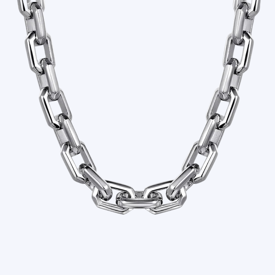 Ezra Silver Faceted Chain Necklace