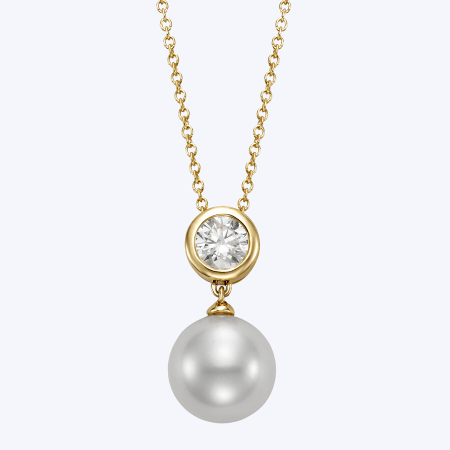 Paisley Laboratory-Grown Diamond and Pearl Necklace