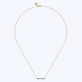 Diamond Bar Necklace with Blue Enamel