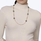 Black Oval Ceramic Link Station Necklace