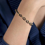 Oval Shape Hollow Tube & Black Ceramic Tennis Bracelet