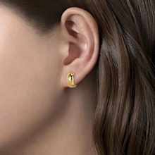 Load image into Gallery viewer, Wide Plain Gold Huggie Earrings
