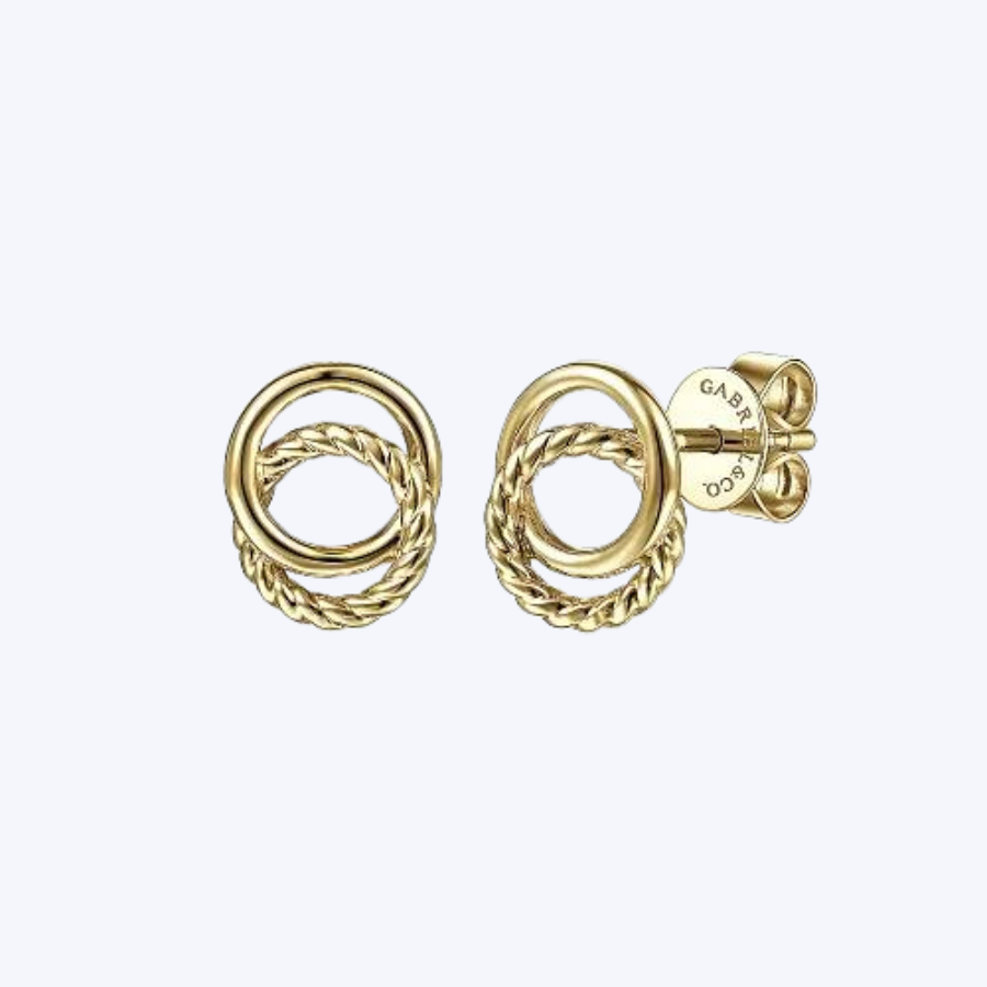 Twisted Rope Double Circle Stud Earrings