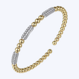 Diamond Pave Three Station Bar Bujukan Beads Split Bangle