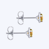 Citrine & Diamond Halo Stud Earrings