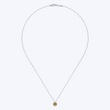 Citrine and Diamond Halo Pendant Necklace