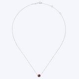 Garnet and Diamond Halo Pendant Necklace