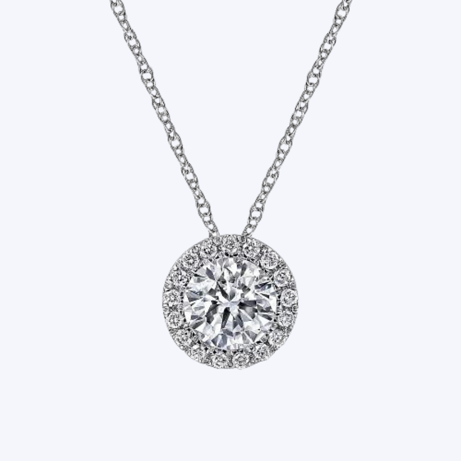 Gaby Diamond Halo Pendant Necklace