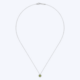 Gaby White Gold Peridot and Diamond Halo Pendant Necklace