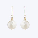 Golden Drop Coin Pearl Earrings
