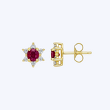 Radiant Ruby Starburst Stud Earrings
