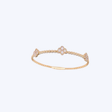 Natalie Clover Bead Bangle with Diamond Stations