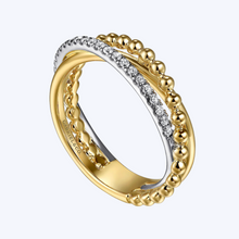 Load image into Gallery viewer, Rachel 2-Tone Diamond Criss-Cross Ring
