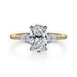 Sima - 14K Oval Three Stone Diamond Engagement Ring