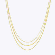 Load image into Gallery viewer, Rolo/Paper Clip/Curb Triple Chain Necklace
