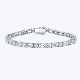 Alternating Emerald & Round Cut Diamond Tennis Bracelet