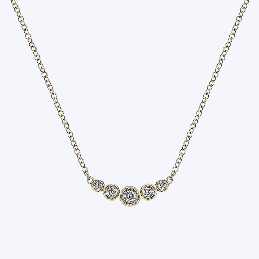 Bezel Set Graduating Diamond Bar Necklace