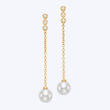 Mamie Pearl & Diamond Drop Earrings