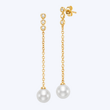 Mamie Pearl & Diamond Drop Earrings