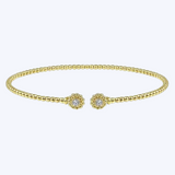 Hayley Michelle Diamond Flower Caps Open Bangle