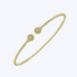 Hayley Michelle Diamond Flower Caps Open Bangle